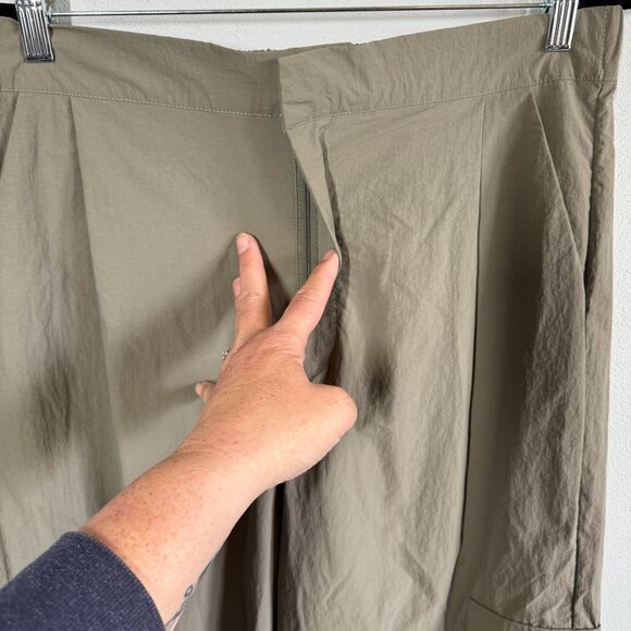 WILO The Label Grey Wide Leg Cargo Pants Large Anthropologie Parachute Nylon Pan - Picture 11 of 16